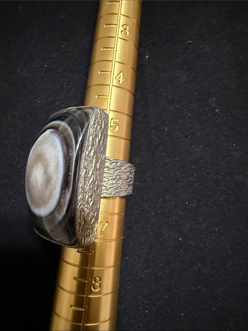 Sterling Silver Stone Signet Ring handmade size 6 adjustable !!HUGE!!